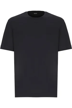 Ermenegildo Zegna Koszulki, Mężczyzna, Niebieski, XL, Niebieski Bawełniany T-shirt z Haftowanym Logo