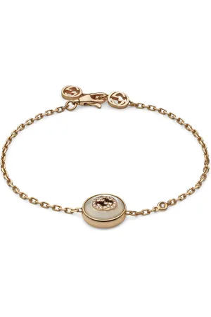 Gucci Akcesoria, Kobieta, Żółty, ONE SIZE, Bransoletka z różowego złota, mop, diament, gg pavé