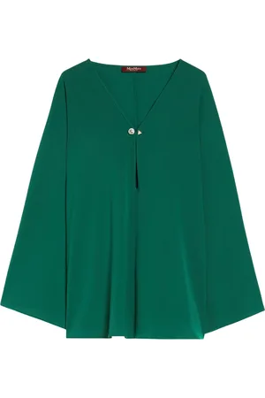 Max Mara Bluzki, Kobieta, Zielony, L, Poliester, Zielona Bluzka Cady z Rękawami Kimono