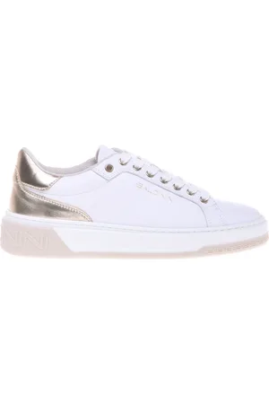 BALDININI Buty, Kobieta, Biały, 38 EU, leather and light gold laminated leather trainer