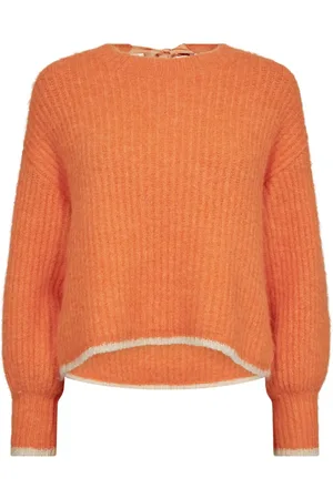 Co`Couture Swetry, Kobieta, Pomarańczowy, L, Wełna, Pomarańczowy Sweter z Kokardą Stylowy