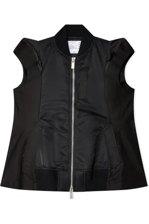 SACAI Kurtki, Kobieta, Czarny, L, Nylon, Stylowa Kamizelka Nylonowa Twill