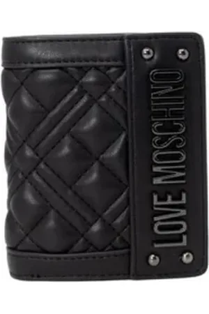 Moschino Akcesoria, Kobieta, Czarny, ONE SIZE, Len, Czarna Pikowana Portmonetka Stylowy Dodatek Dla Kobiet