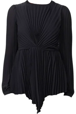 Twin-Set Bluzki, Kobieta, Czarny, M, Plisowana Bluzka z Georgette