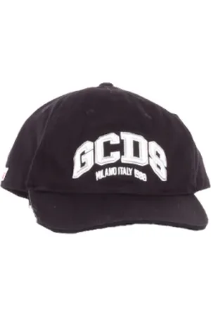 GCDS Akcesoria, Mężczyzna, Czarny, ONE SIZE, Czarny Logo Przód Klamra Bawełniany Kapelusz