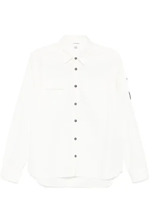C.P. Company Koszule, Mężczyzna, Biały, XL, Bawełna, Długi rękaw Organiczna bawełna Gabardine Koszula
