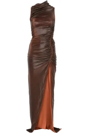 Rick Owens Sukienki, Kobieta, brązowy, M, Rdzawa Sukienka Elegancki Styl