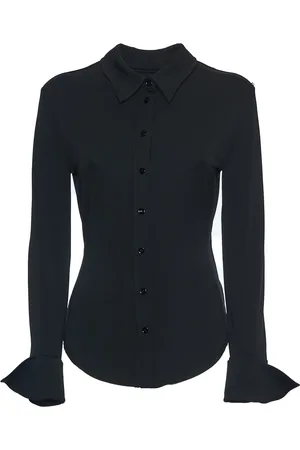 Sportmax Bluzki, Kobieta, Czarny, S, Kobieca Koszula z szerokim otwarciem z tyłu