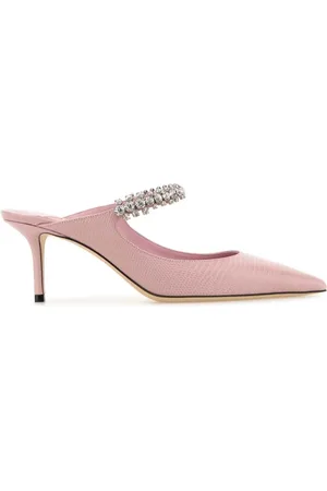 Jimmy Choo Buty, Kobieta, Różowy, 36 EU, Różowe Skórzane Mules z Obcasem 6,5 cm