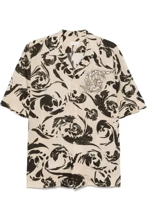 DRIES VAN NOTEN Koszule, Mężczyzna, Czarny, M, Haftowany shirt w nowoczesnym stylu
