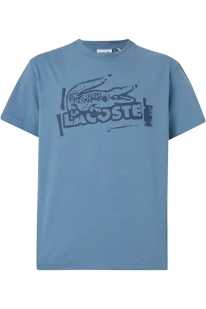 Lacoste Koszulki, Mężczyzna, Niebieski, XL, Niebieski Casual T-shirt z Nowoczesnym Nadrukiem