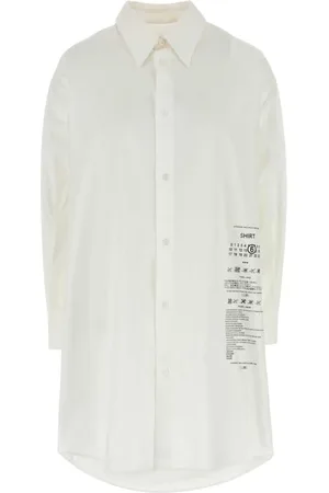 Maison Margiela Sukienki, Kobieta, Biały, M, Biała Sukienka Koszulowa z Poplinu