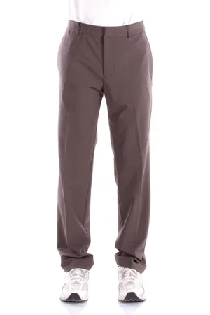 Emporio Armani Spodnie, Mężczyzna, brązowy, XL, Brązowe Spodnie z Logo Zapięcie na Zamek