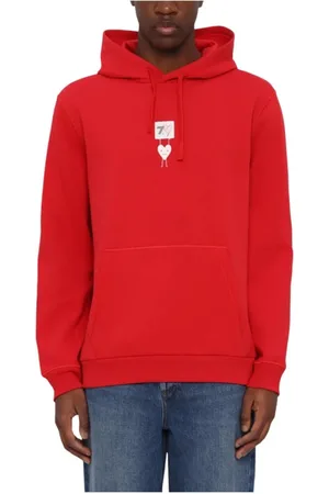 Emporio Armani Bluzy, Mężczyzna, Czerwony, S, Czerwony Bluza Cuore, Styl Miejski