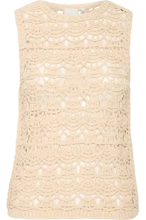 Ichi Koszulki, Kobieta, Beżowy, 2XL, Elegancki Sweter Strik Sandshell