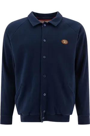 VALENTINO GARAVANI Kurtki, Mężczyzna, Niebieski, L, Len, Stylowy Sweatshirt z Unikalnym Designem