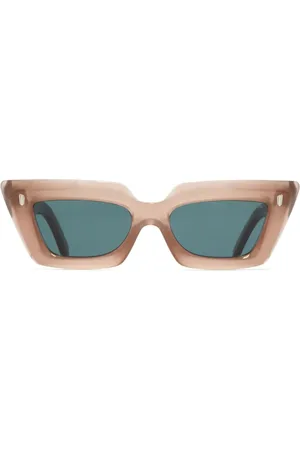 Cutler and Gross Akcesoria, Kobieta, Beżowy, ONE SIZE, Okulary przeciwsłoneczne mini cat-eye z lat 90. w kremowym i szarym kolorze