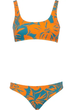 Gallo Stroje kąpielowe, Kobieta, Wielobarwność, M, Pomarańczowy bikini bralette dla kobiet z kwiatowym wzorem