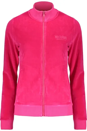 Moschino Bluzy, Kobieta, Różowy, S, Kurtka z aksamitu z zamkiem i ściągaczem