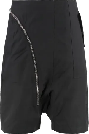 Rick Owens Szorty, Mężczyzna, Czarny, XL, Asymetryczne zamek błyskawiczny bawełniane szorty bermuda