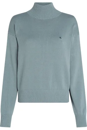 Calvin Klein Swetry, Kobieta, Niebieski, M, Bawełna, Niebieski Sweter Bawełna