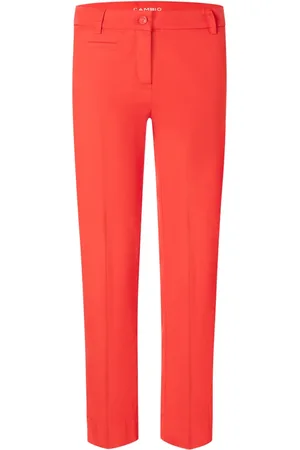 Cambio Spodnie, Kobieta, Czerwony, M, Spodnie Stella Cropped z Guzikami i Zamkiem