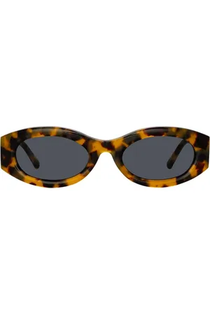 The Attico Akcesoria, Kobieta, brązowy, ONE SIZE, Eleganckie okulary przeciwsłoneczne w kształcie owalu z niebieskimi soczewkami