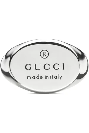 Gucci Akcesoria, Kobieta, Szary, 51 MM, Pierścień Chevalier z owalną zawieszką
