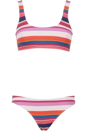 Gallo Stroje kąpielowe, Kobieta, Wielobarwność, XS, Bielizna kąpielowa bralette w białym kolorze z wielobarwnymi paskami dla kobiet