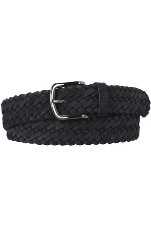 HUGO BOSS Akcesoria, Mężczyzna, Niebieski, 90 CM, Niebieski Pleciony Pasek Skórzany