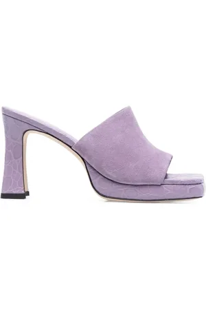 By Far Buty, Kobieta, Fioletowy, 39 EU, Zamsz, Liliowe Zamszowe Mules z Efektem Krokodyla