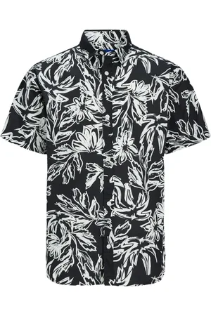 JACK & JONES Koszule, Mężczyzna, Czarny, XL, Koszula z krótkim rękawem z kwiatowym nadrukiem