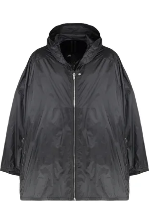 Rick Owens Kurtki, Mężczyzna, Czarny, L, Len, Wodoodporna Kurtka z Techno Tkaniny