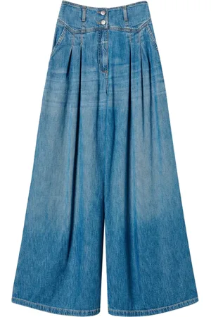 Twin-Set Jeansy, Kobieta, Niebieski, W28, Bawełna, Jeansyy Wide Leg w Kolorze Stone Wash
