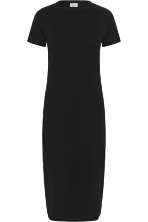 Saint Tropez Sukienki, Kobieta, Czarny, L, Bawełna, Czarna Sukienka T-shirt Styl Astersz