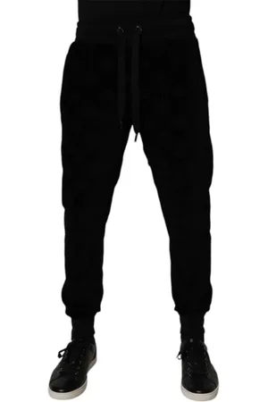 Dolce & Gabbana Spodnie, Mężczyzna, Czarny, M, Czarne Bawełniane Jogger Sweatpants
