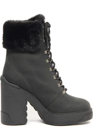 Moncler Buty, Kobieta, Czarny, 40 EU, Czarne Botki Claudia z detalami z futerka