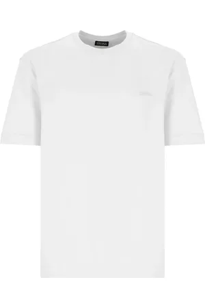 Ermenegildo Zegna Koszulki, Mężczyzna, Biały, L, Biała Bawełniana Koszulka z Haftowanym Logo