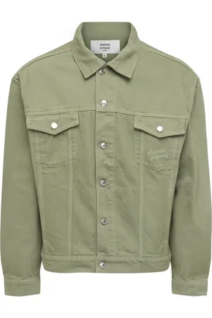 Maison Kitsuné Kurtki, Mężczyzna, Zielony, M, Denim, Denim Trucker Jacket