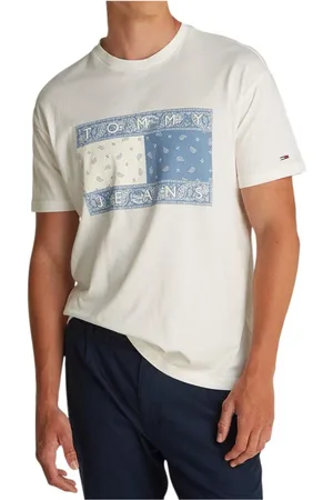 Tommy Hilfiger Koszulki, Mężczyzna, Biały, XL, Paisley Flag Graficzny T-shirt