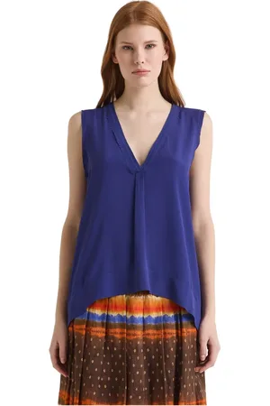 Maliparmi Koszulki, Kobieta, Niebieski, S, Fluid Crepe TOP