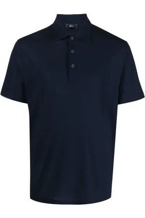 HERNO Koszulki, Mężczyzna, Niebieski, M, Granatowy Polo Klasyczny Styl