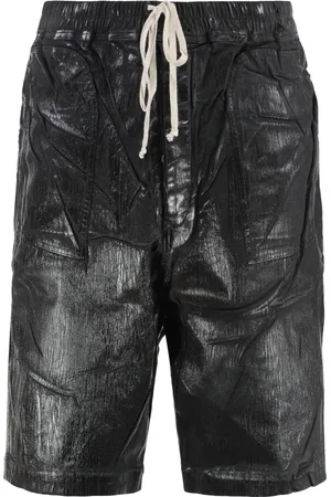 Rick Owens Szorty, Mężczyzna, Czarny, L, Cargo Bermuda Shorts Coated Fabric
