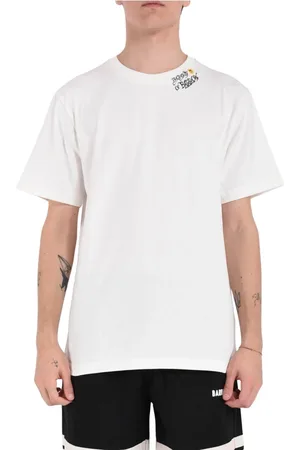BARROW Koszulki, Mężczyzna, Biały, XL, Bawełniany T-shirt z nadrukiem z przodu i z tyłu