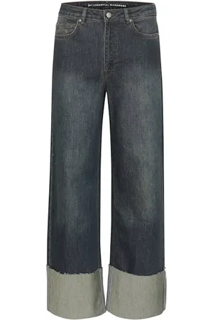 My Essential Wardrobe Jeansy, Kobieta, Niebieski, W31 L31, Bawełna, High Wide Jeansy Dark Wash