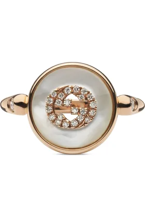 Gucci Akcesoria, Kobieta, Żółty, 50 MM, Pierścień z łącznikiem w różowym złocie, mop, diament, gg pavé