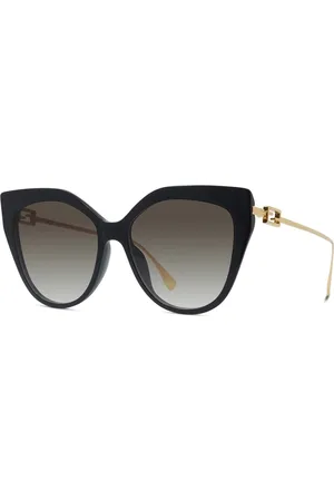 Fendi Akcesoria, unisex, Czarny, ONE SIZE, Okulary Przeciwsłoneczne Cat Eye Czarno-Złote