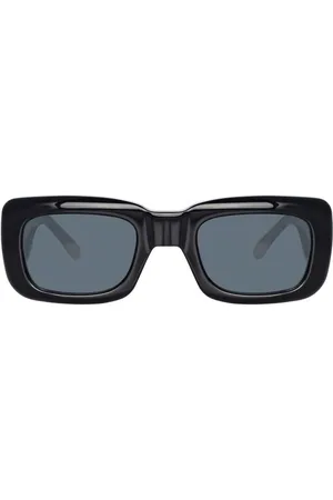The Attico Akcesoria, Kobieta, Czarny, ONE SIZE, Eleganckie Czarne i Złotożółte Okulary Przeciwsłoneczne