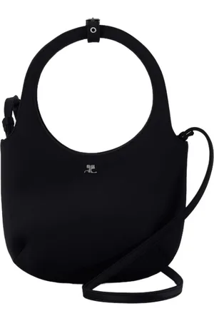 Courrèges Torebki, Kobieta, Czarny, ONE SIZE, Czarna Satynowa Torba na Ramię z Uchwytami
