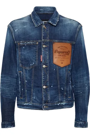 Dsquared2 Kurtki, Mężczyzna, Niebieski, XL, Bawełna, Kurtka Dżinsowa Dark Perfect Wash Over